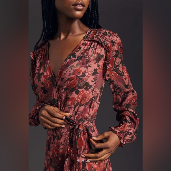 Antropologie Paige Floral Wrap Dress - Red and Black XS - Picture 3 of 6